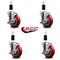 Service Caster 4'' Red Poly Swivel 1-3/8'' Expanding Stem Caster Set with Brake, 4PK SCC-EX20S414-PPUB-RED-TLB-138-4 - alternate 4
